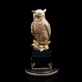 Silver-plated sculpture "Wise Owl" with gilding
